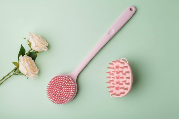 Silicone Back Scrubber Brush for Shower Long Handle Body Deep Cleansing and Exfoliating Massage Double-Sided Soft Bristles