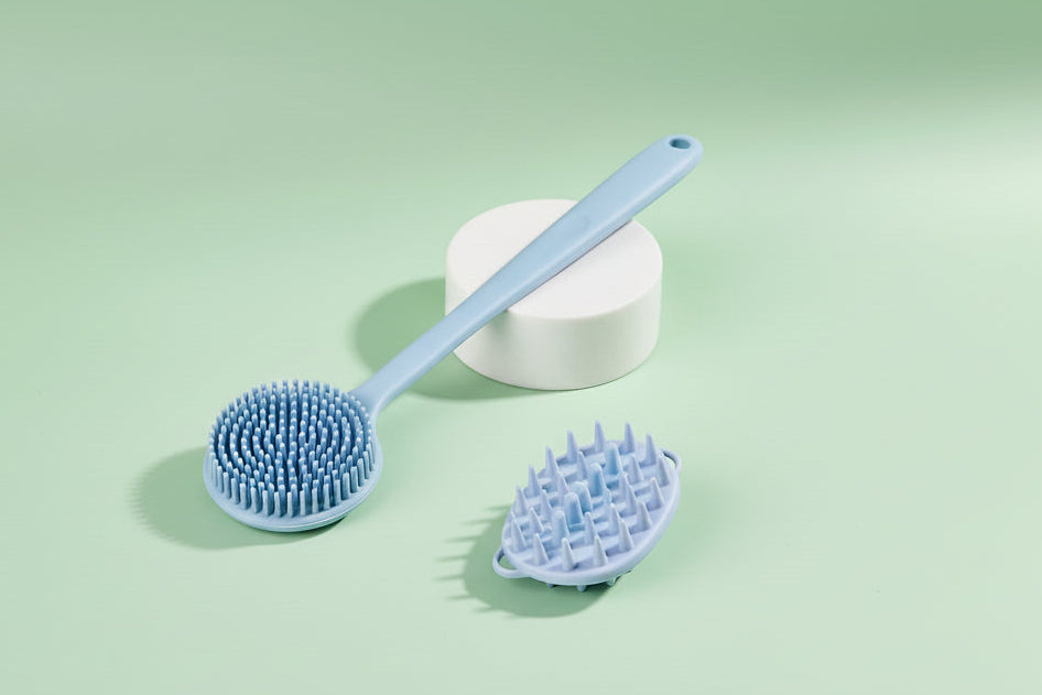 Silicone Back Scrubber Brush for Shower Long Handle Body Deep Cleansing and Exfoliating Massage Double-Sided Soft Bristles